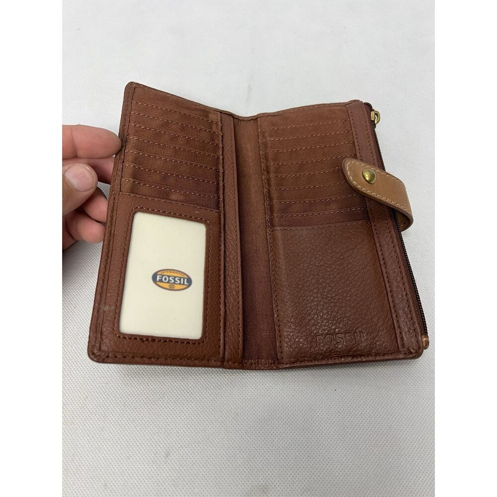 Fossil Keely Tab Clutch In Brown Multi Snap Close… - image 4